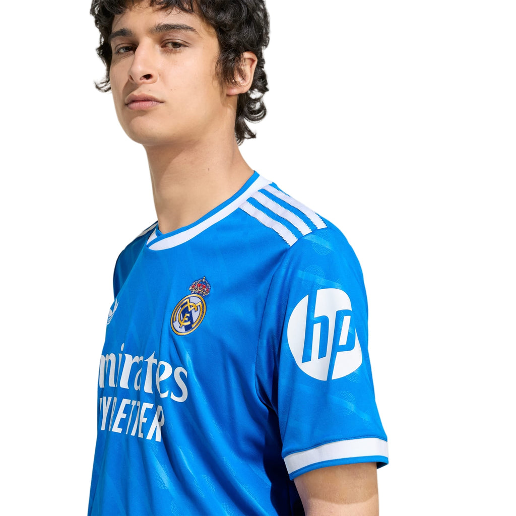 adidas E. Militao Men's Real Madrid Third Jersey 25/26 w/ Champions League Patches (Blue/White)
