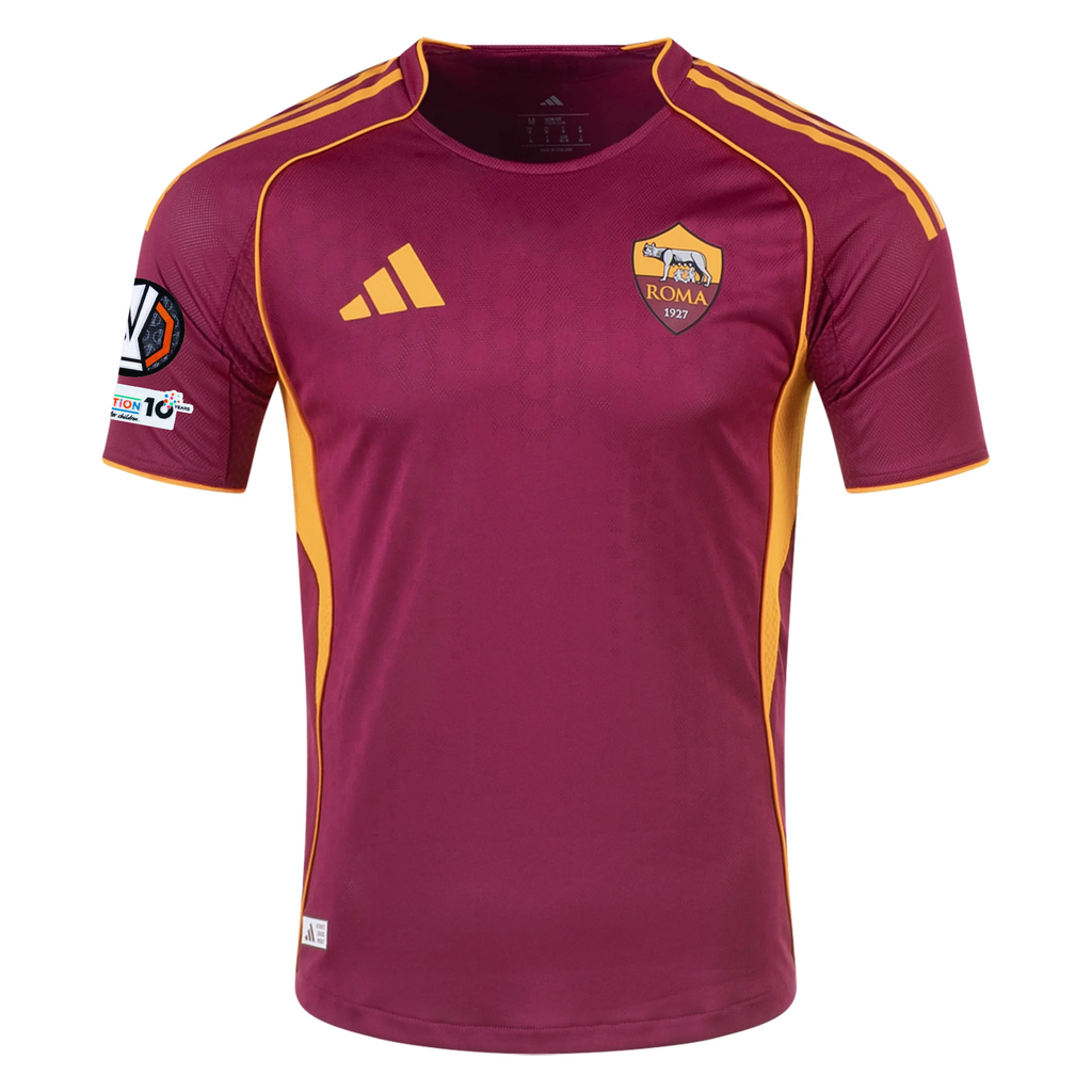 adidas Roma Authentic Evan Ndicka Home Jersey w/ Europa League Patches 25/26 (Burgundy)