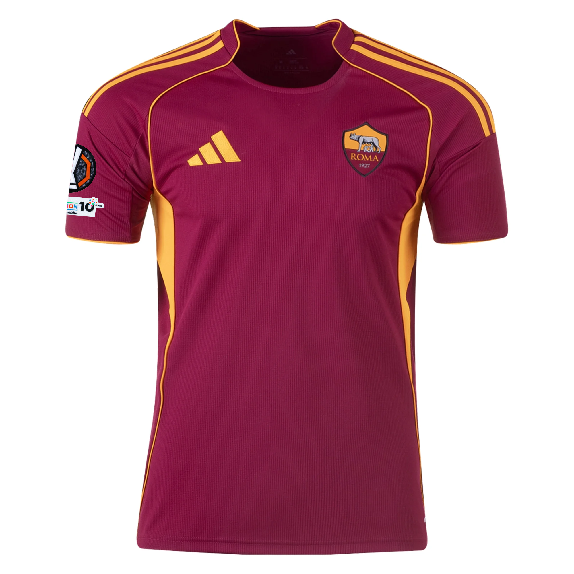 adidas Men's Roma Angeliño Home Jersey w/ Europa League Patches 25/26 (Burgundy)