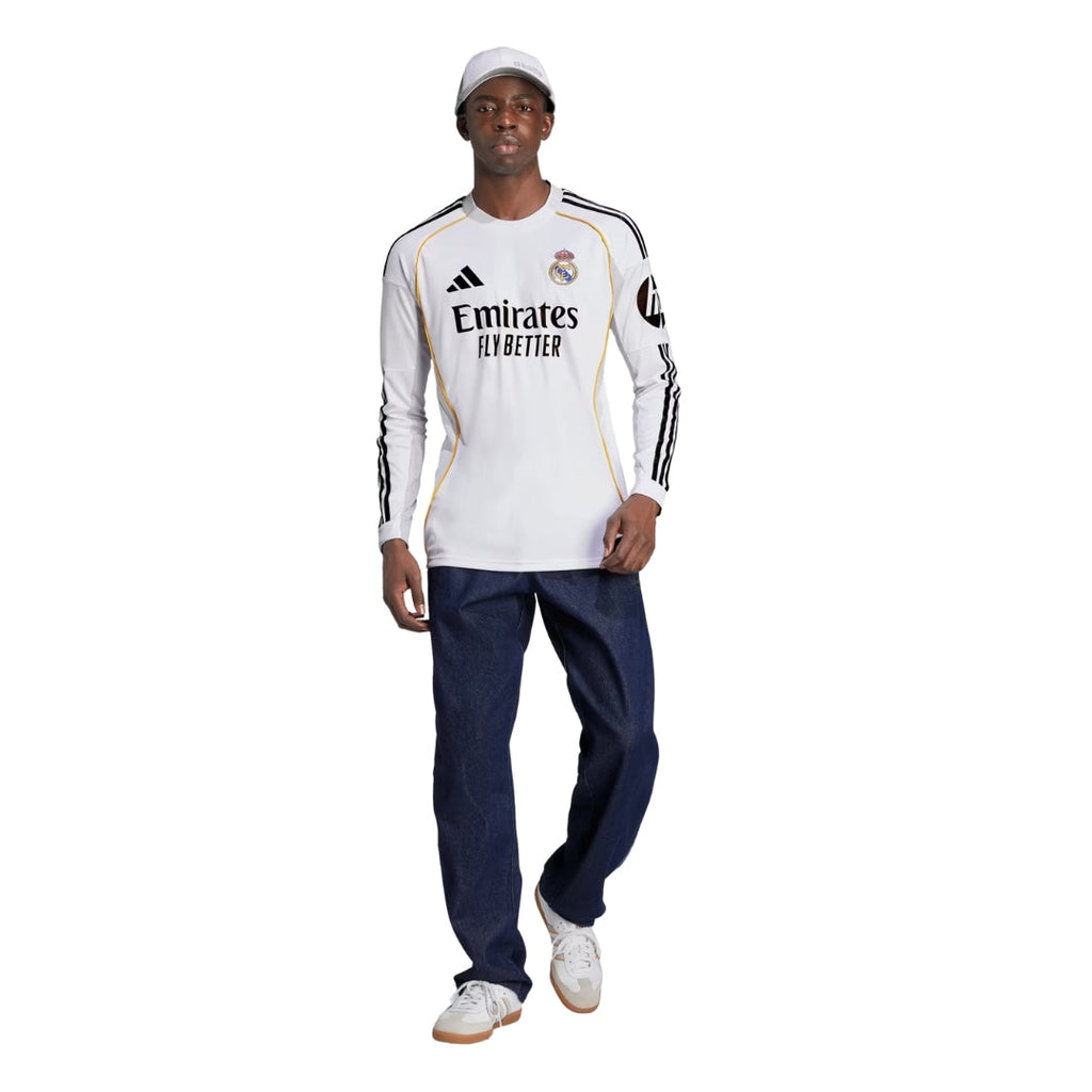 adidas Real Madrid Alaba Long Sleeve Home Jersey w/ Intercontinental + Champions League Patches 25/26 (White)