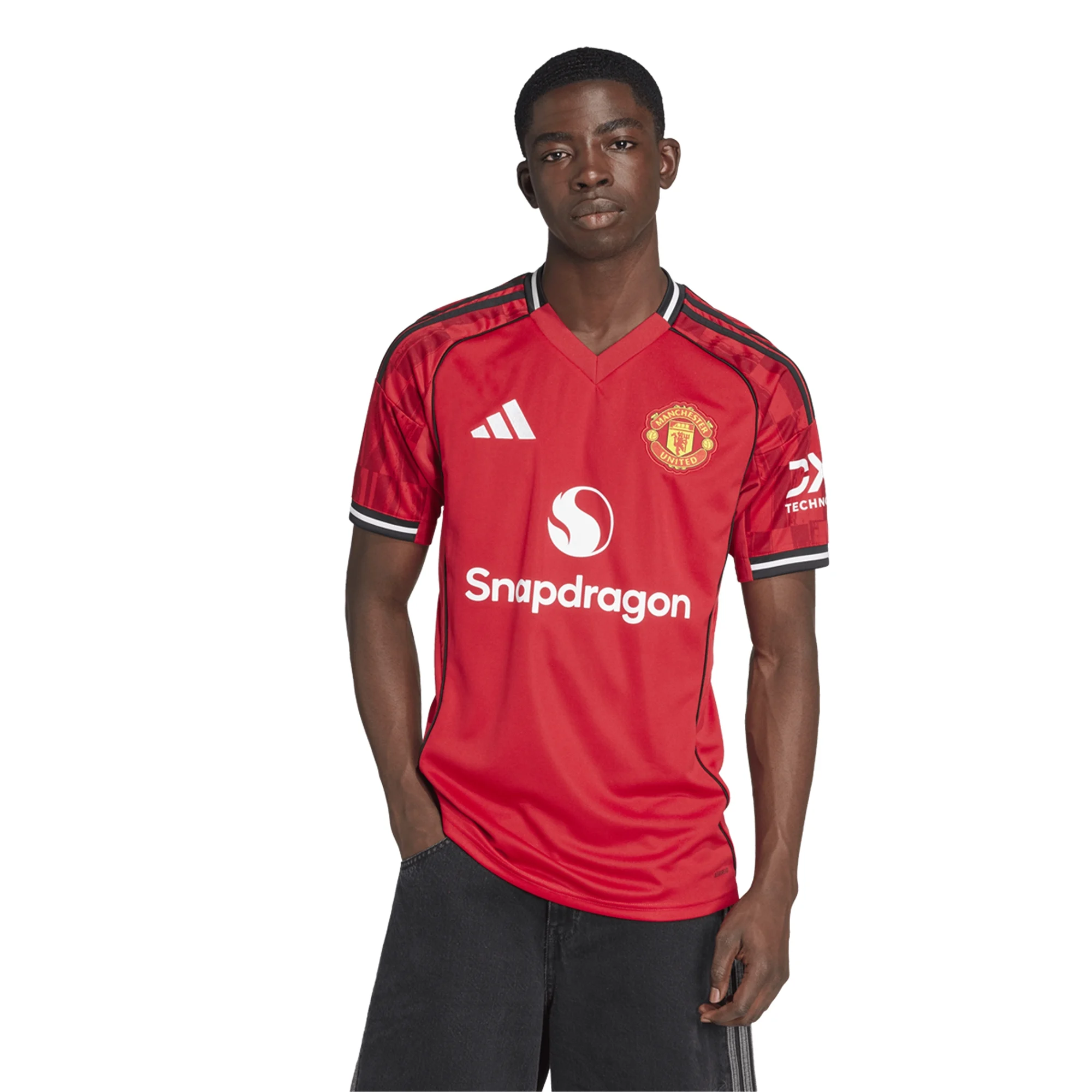 adidas De Ligt Men's Manchester United Home Jersey 25/26 w/ EPL + NRFR Patches (Red)