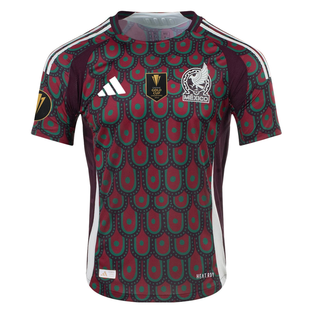 adidas Mexico Authentic Home Jersey 24/25 w/ Gold Cup 2025 Patches (Multicolor)