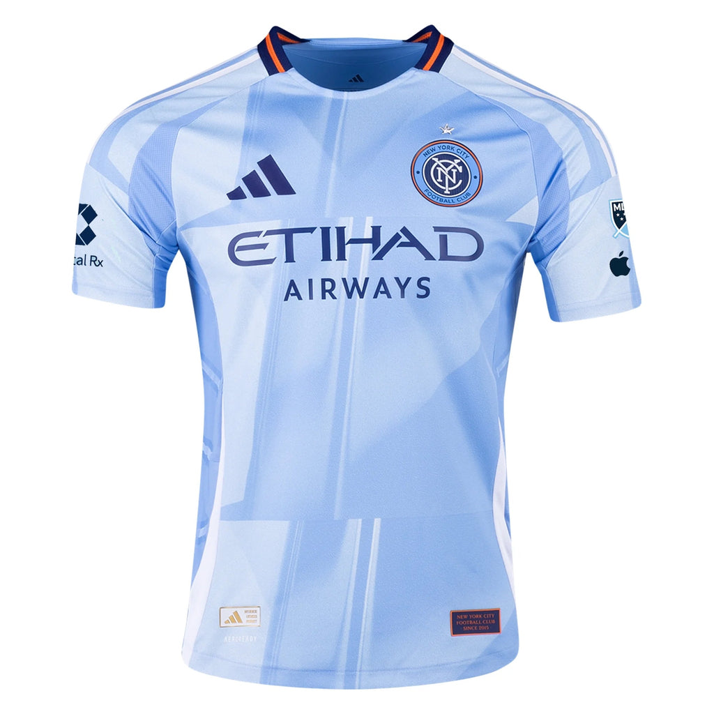 adidas Alex Rando New York City FC Authentic Home Jersey 25/26 w/ MLS Patches (Bahia Light Blue)