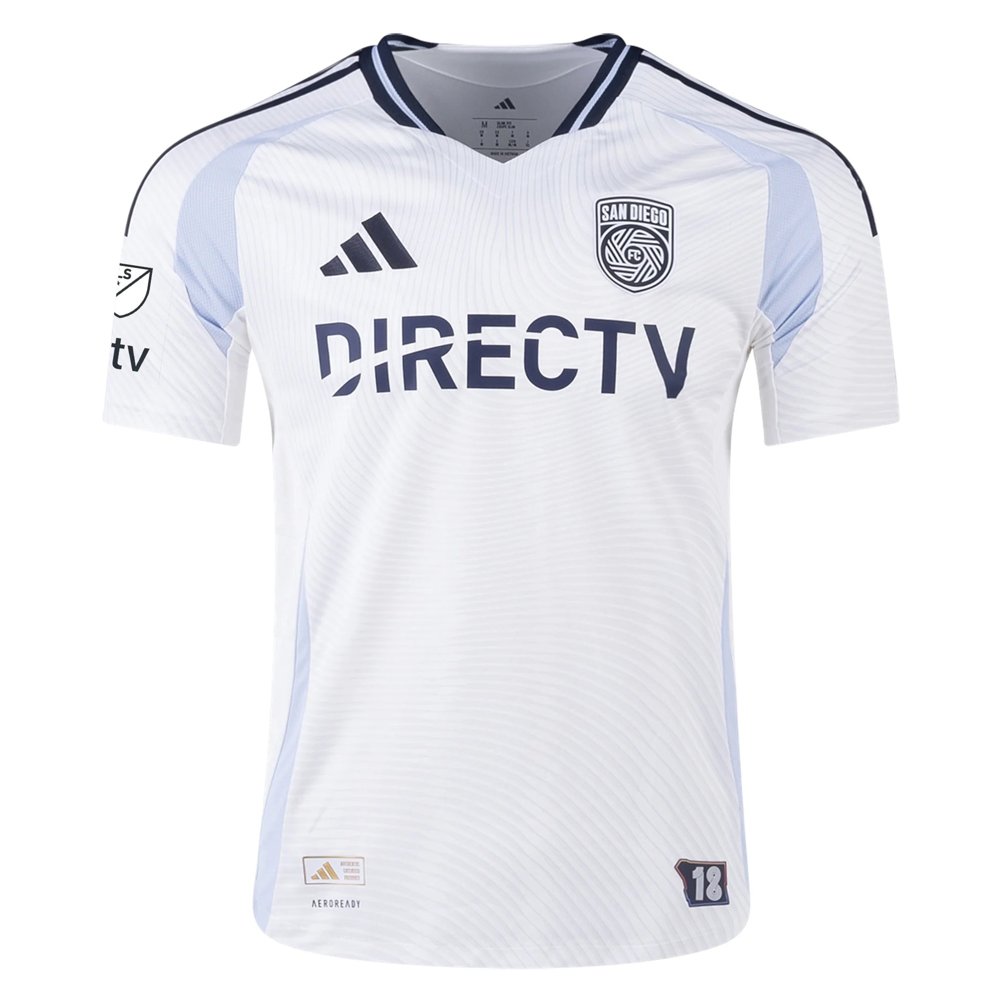 adidas San Diego FC Authentic Jeppe Tverskov Away Jersey 25/26 w/ MLS & Apple Patch (White)