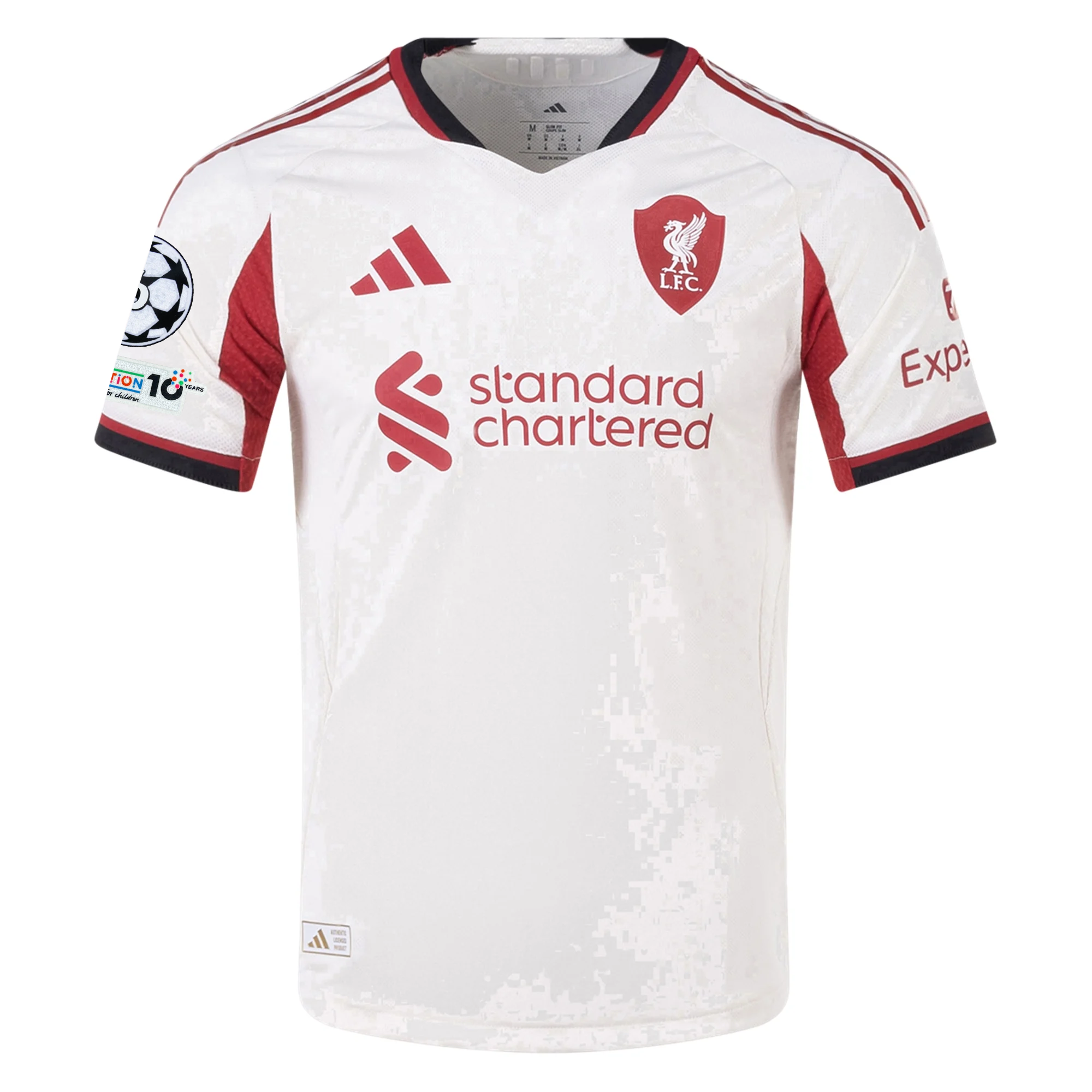 adidas Men's Liverpool Authentic Endo Away Jersey w/ Champions League Patches 25/26 (Wonder White)