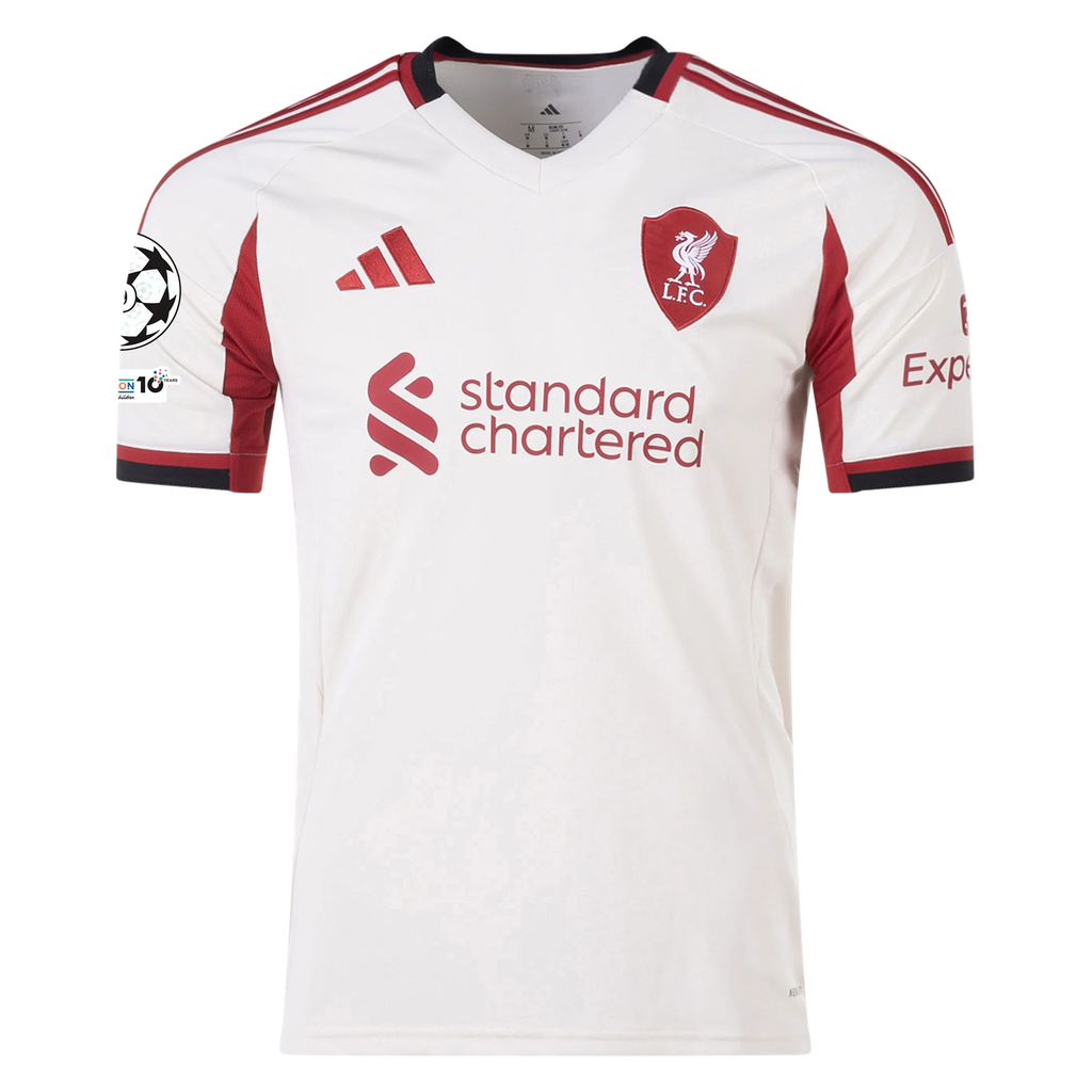 adidas Men's Liverpool Andry Robertson Away Jersey w/ Champions League Patches 25/26 (Wonder White)