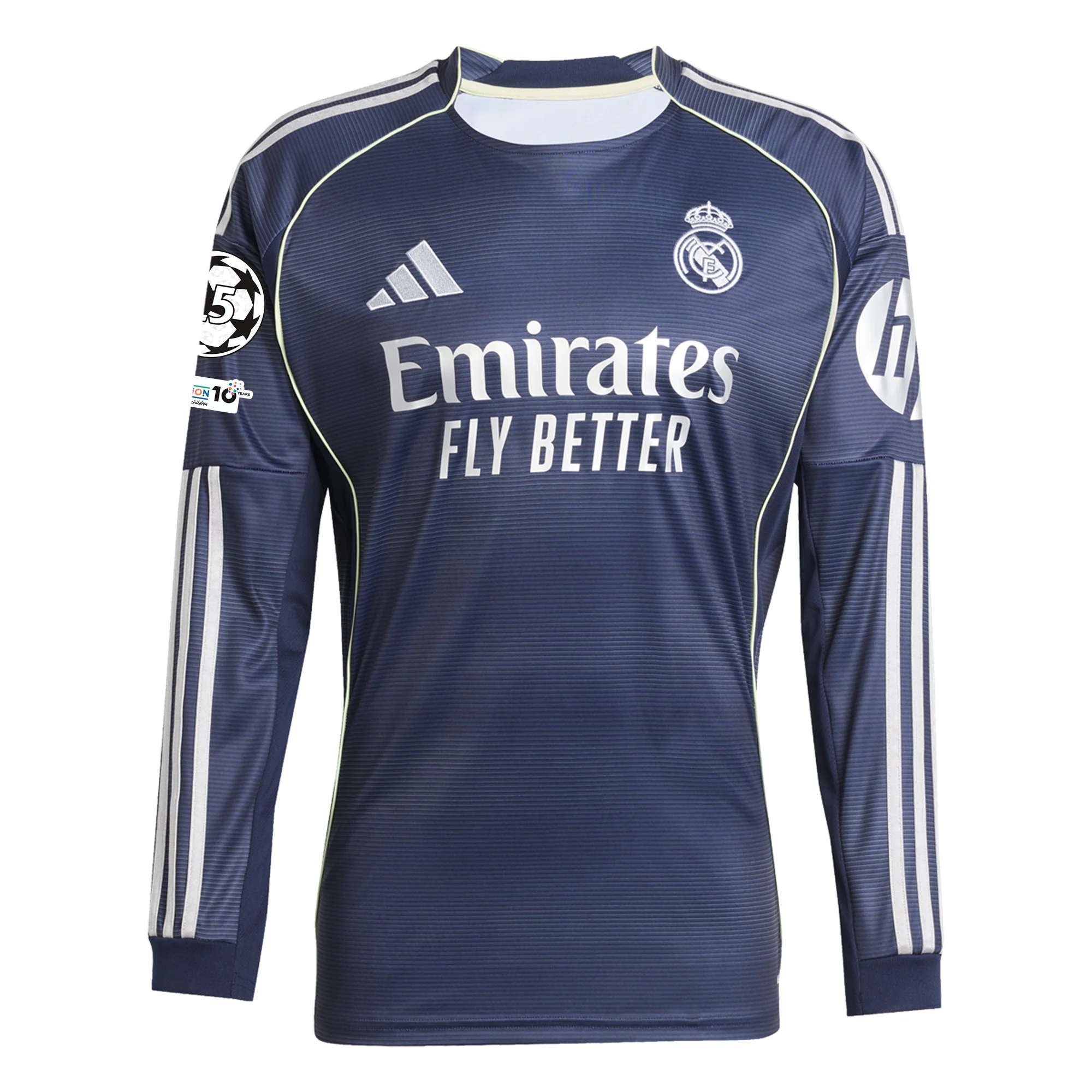 adidas Real Madrid Carvajal Long Sleeve Away Jersey w/ Champions League Patches 25/26 (Legend Ink)
