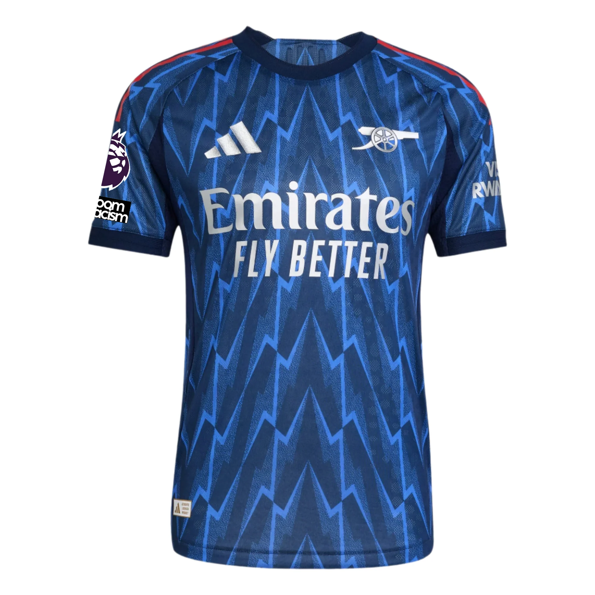 adidas Arsenal Authentic William Saliba Away Jersey w/ EPL + No Room For Racism 25/26 (Indigo/Silver)