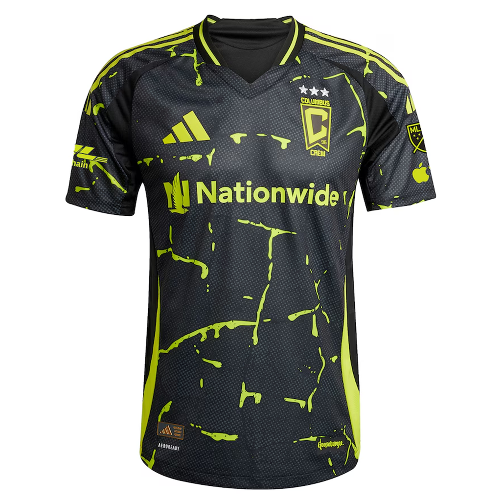 adidas Aziel Jackson Columbus Crew Authentic Away Jersey w/ MLS Patches 25/26 (Black/Yellow)