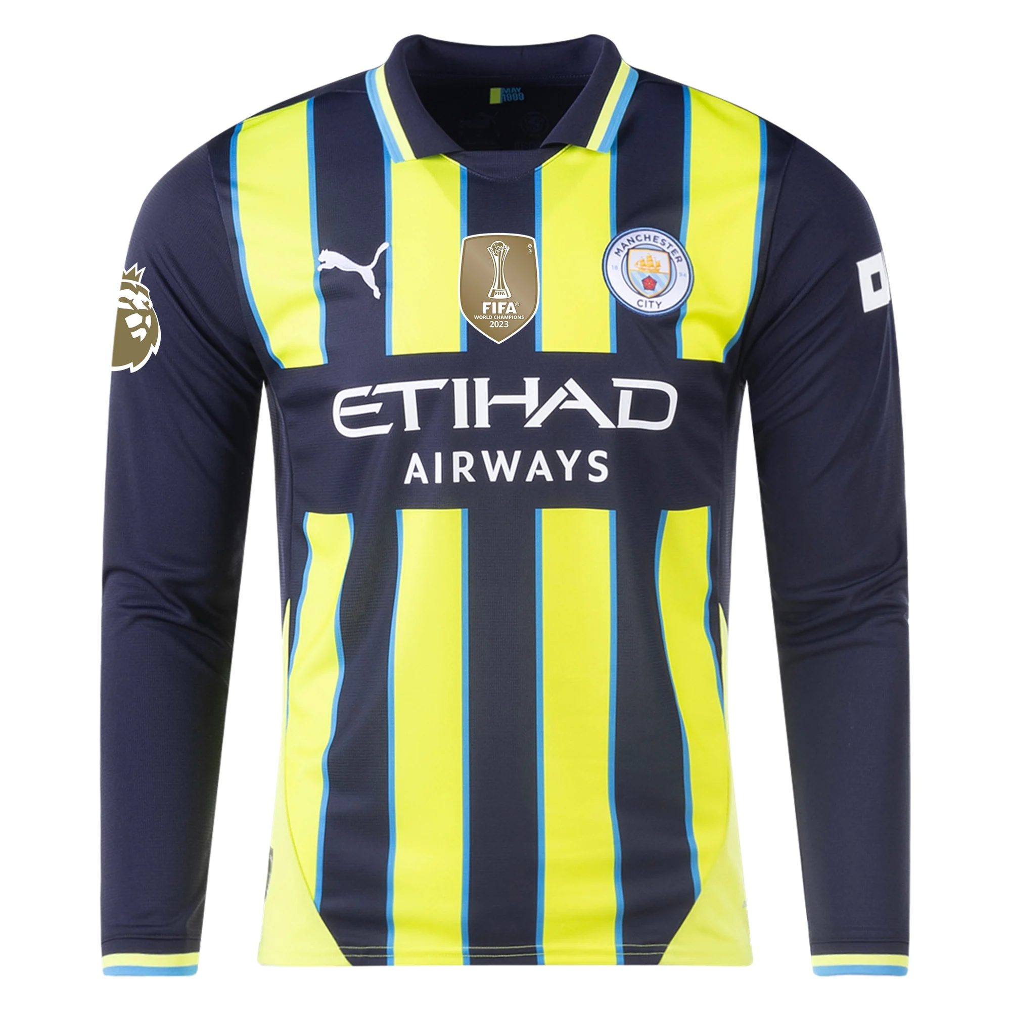Puma Manchester City Mateo KovaÄiÄ‡ Long Sleeve Away Jersey w/ EPL + Club World Cup Patch 24/25 (New Navy/Yellow Glow)