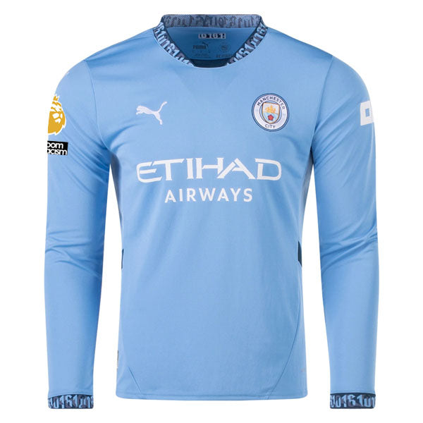 Puma Manchester City Mateo KovaÄiÄ‡ Home Long Sleeve Jersey w/ EPL + No Room For Racism Patch 24/25 (Team Light/Marine Blue)