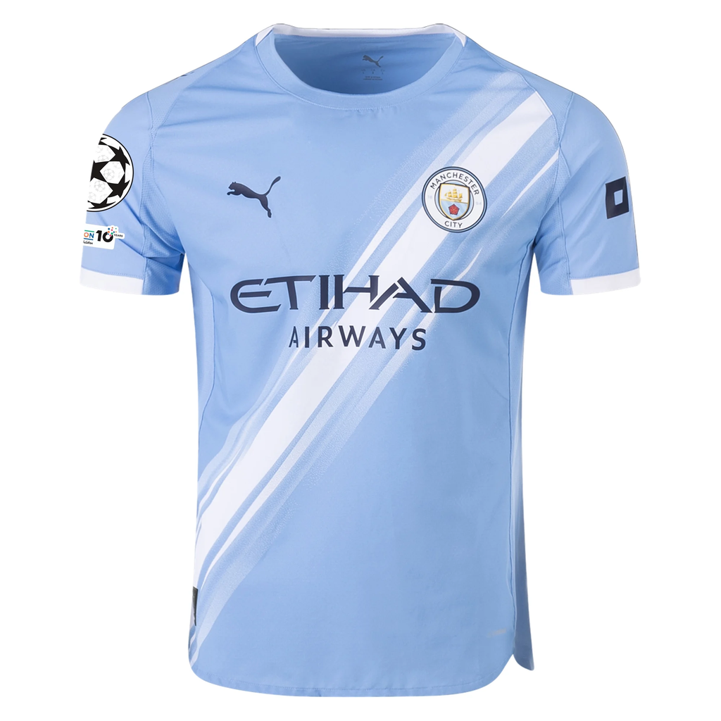 Puma Manchester City Authentic Ait- nouri Home Jersey w/ Champions League Patches 25/26 (Team Light Blue/White)